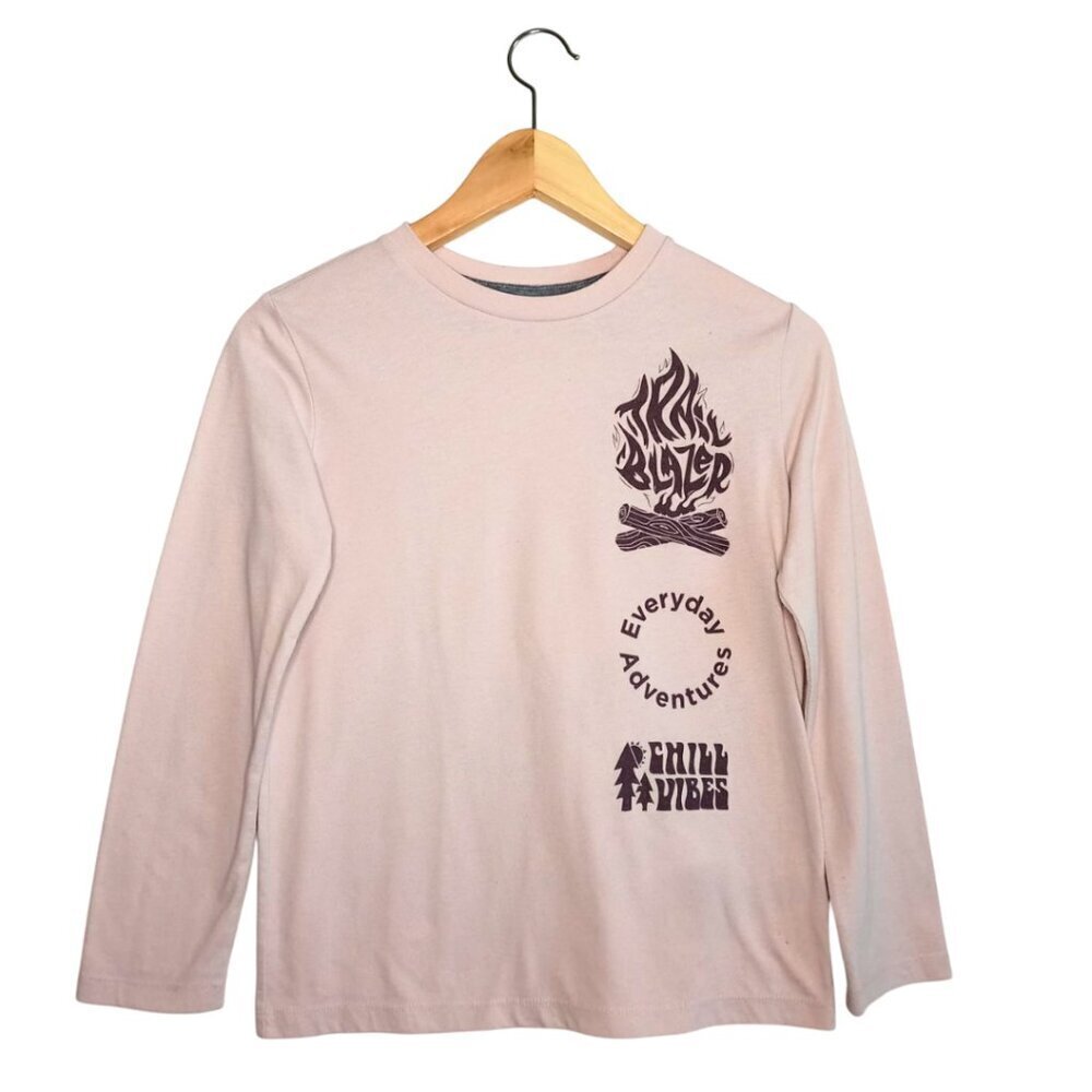 Old Navy Boys’ Long Sleeve Graphic Tee – Size 10/12 – Light Mauve Pink